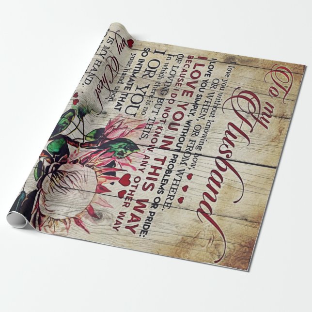 Papel De Presente Esposa Para Minha Letra Marido | Adorável presente (Desenrolado)