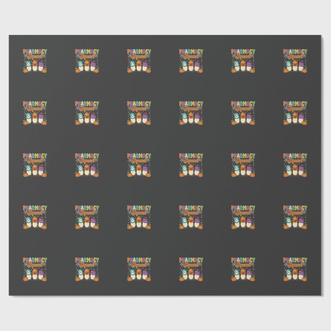 Papel De Presente Esquadrão da Farmácia Desenho de Pílulas de Fantas (Aberto)