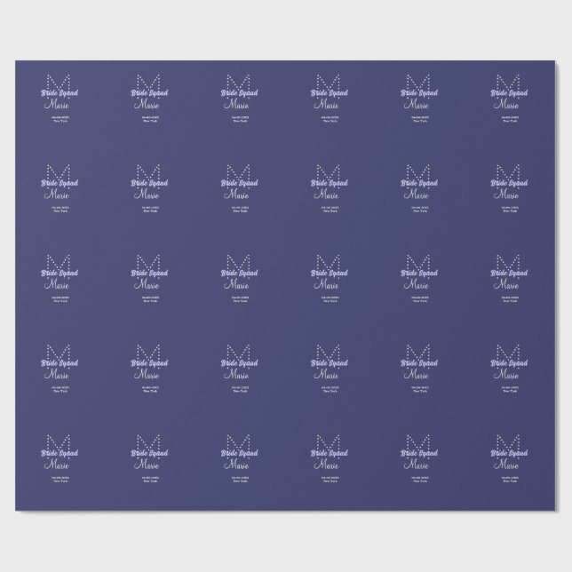 Papel De Presente Esquadrão da noiva adicionar nome monograma roxa d (Aberto)