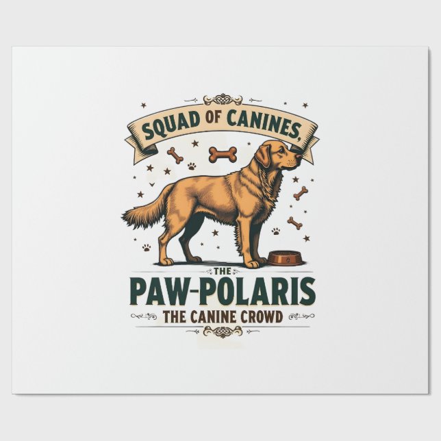 Papel De Presente Esquadrão de Caninos Gráfico de Piada de Cachorro  (Aberto)