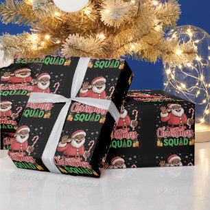 Papel De Presente Esquadrão de Natal Papai Noel Afro Homem Orgulhoso