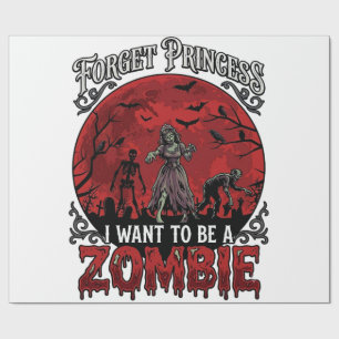 Papel De Presente Esqueça Princesa Zumbi Lua de Sangue Morcego Cemit