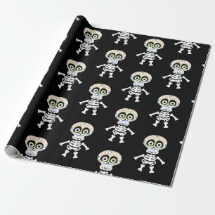 Papel De Presente Esqueleto bonito imprimido Halloween
