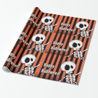 Papel De Presente Esqueleto de Bobo Feliz Halloween