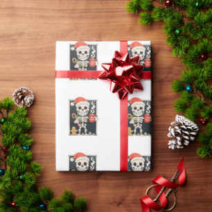 Papel De Presente Esqueleto de Natal Café Chocolate Quente Natal