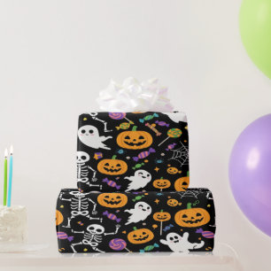 Papel De Presente Esqueletos bonitos e assustadores para o Dia das B