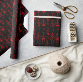 Papel De Presente Esqueletos Dançantes Assustadores de Halloween