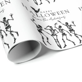 Papel De Presente Esqueletos Dançantes Modernos Feliz Halloween