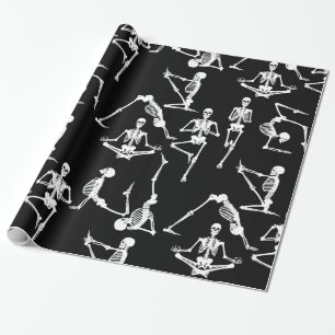 Papel De Presente esqueletos de ioga de halloween pretos