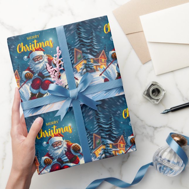 Papel De Presente Esqui de Papais noeis de Natal (Presentear)