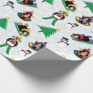 Papel De Presente Esqui de pinguim de Natal