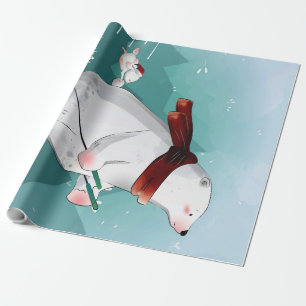 Papel De Presente Esqui do Urso Polar Presente Para Bebê