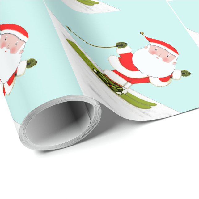Papel De Presente Esquiando Presente de Esquiador de Papai Noel (Ponta do rolo)