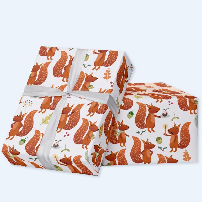 Papel De Presente Esquilo (Squirrel gift wrap paper roll for animal lovers)