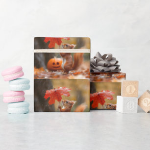 Papel De Presente Esquilo bonito com guarda-chuva de folha - Chuva d