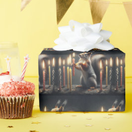 Papel De Presente Esquilo com velas de aniversário