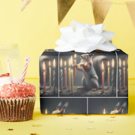 Papel De Presente Esquilo com velas de aniversário