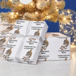 Papel De Presente Esquilo Comedor Rápido Citação Divertida