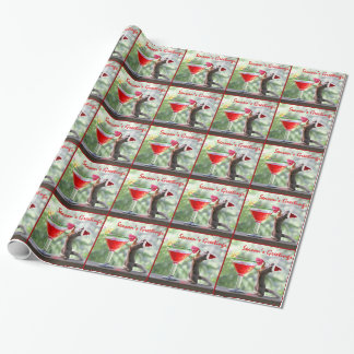 Papel De Presente Esquilo do Natal que bebe um cocktail