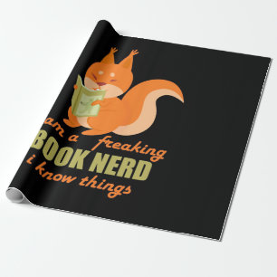 Papel De Presente Esquilo do Nerd de Livro