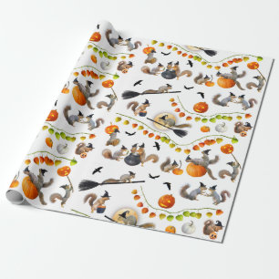 Papel De Presente Esquilos de bruxas do Halloween