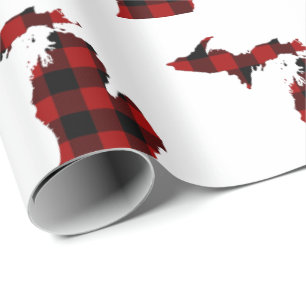 Papel De Presente Estado de Michigan em padrão de xadrezes de búfa