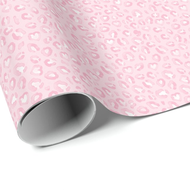 Papel De Presente Estampa de leopardo rosa suave (Ponta do rolo)