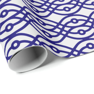 Papel De Presente Estampa de quimono, cinza prata e azul marinho