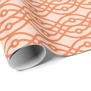 Papel De Presente Estampa de quimono, laranja coral