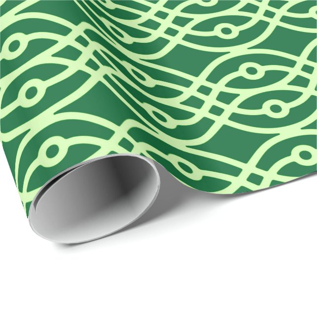 Papel De Presente Estampa de quimono, verde escuro e claro (Ponta do rolo)