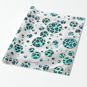 Papel De Presente Estampa Preta e Azul de Leopardo