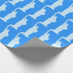 Papel De Presente Estátua da Liberdade - Padrão Azul Elegante de Nov