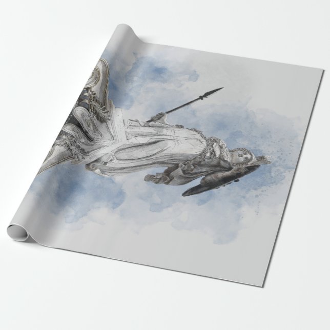Papel De Presente Estátua grega clássica Athena (Desenrolado)