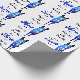Papel De Presente Este É Um Cavalo De Cor Diferente Em Azul