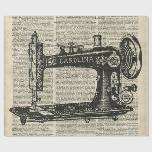 Papel De Presente Estêncil da máquina de costura do vintage sobre
