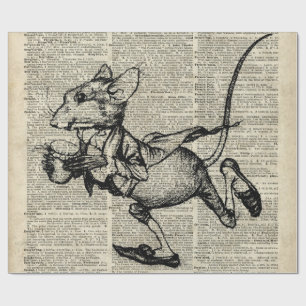 Papel De Presente Estêncil Running do rato na página velha do