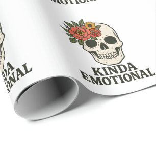 Papel De Presente Estética de Caveira Floral com Toque Emocional Sua