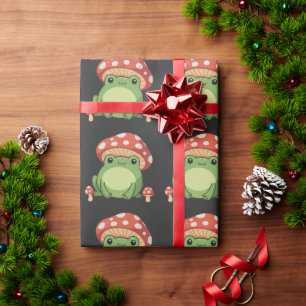 Papel De Presente Estética de Cottagecore Sapo Cute Sapo com Cogumel