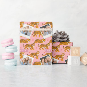 Papel De Presente Estética Personalizada Rosa Tigre Chic Irreverente