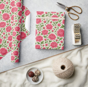 Papel De Presente Estéticas Peônias Rosa Luxuriantes Florais