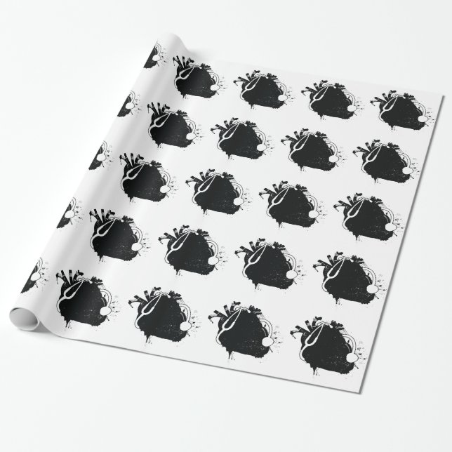 Papel De Presente estetoscópio anatômico do coração (Desenrolado)