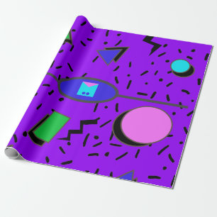 Papel De Presente Estilo Abstrato Memphis Elétrico de 80s Retro Invi