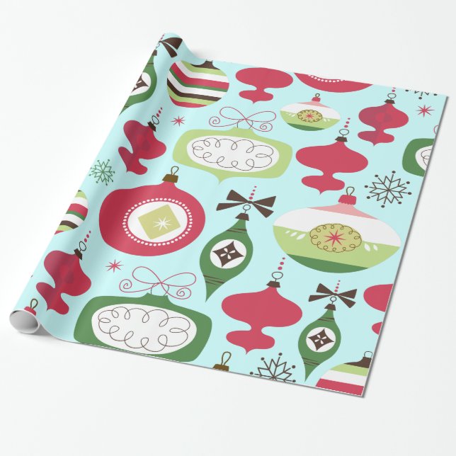 Papel De Presente Estilo art-deco dos Enfeites de natal elegantes (Desenrolado)