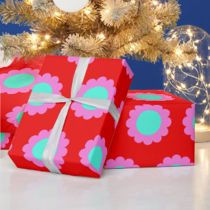 Papel De Presente Estilo Boho do padrão do ventilador do Pop vermelh