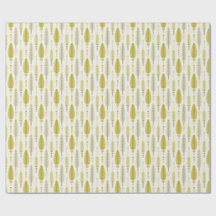Papel De Presente estilo boho retrô étnico padrão de penas amarelas
