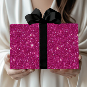 Papel De Presente Estilo Clássico de Glitter Rosa Tendência de São V