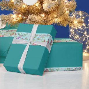 Papel De Presente Estilo coreano floral azul