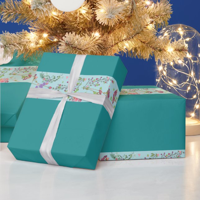 Papel De Presente Estilo coreano floral azul (Feriados)