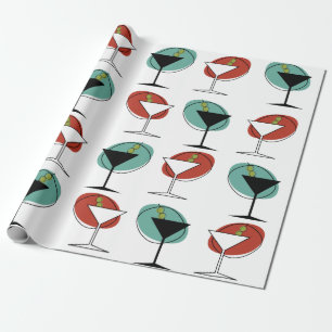 Papel De Presente Estilo de 1950, design martini, padrão de vidro
