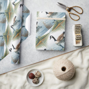 Papel De Presente Estilo de Aquarela Canadá Ganha Pássaro Nadado